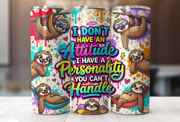 Download Funny Sloth Quote 20oz Tumbler Wrap PNG - Wrap Collection