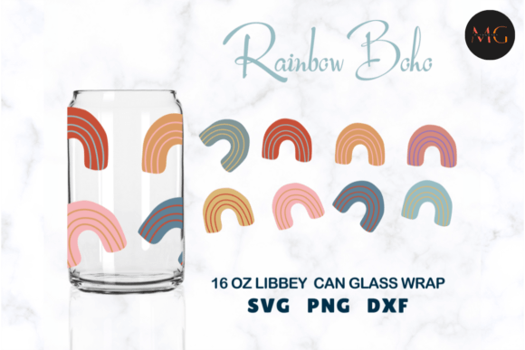 Download Rainbow Boho Libbey Can Glass Wrap - Premium Resources