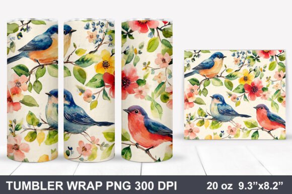 Download Bird and Flowers Tumbler Wrap - Wrap Collection