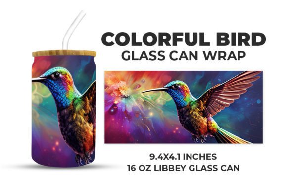 Download Colorful Bird Glass Can Wrap - Wrap Collection