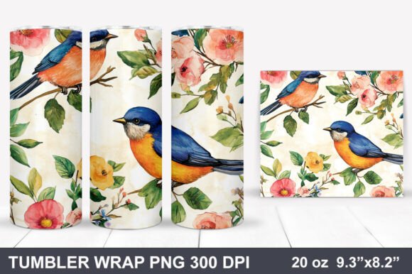Download Bird and Flowers Tumbler Wrap - Wrap Collection