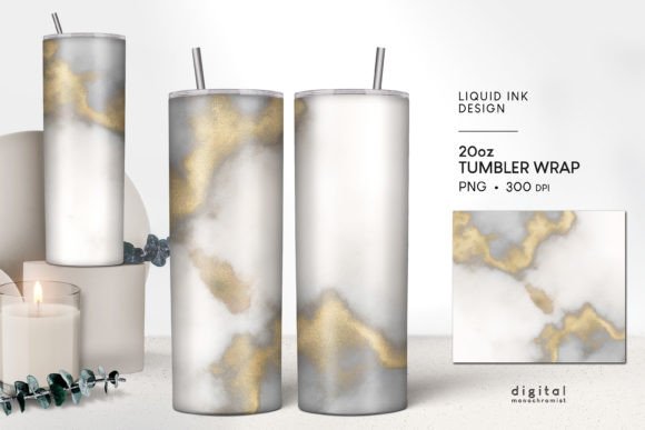 Download Tumbler Wrap Alcohol Ink Gold Gray PNG - Wrap Collection