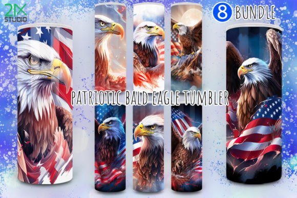 Download Patriotic Bald Eagle Tumbler Wrap Bundle - Wrap Collection
