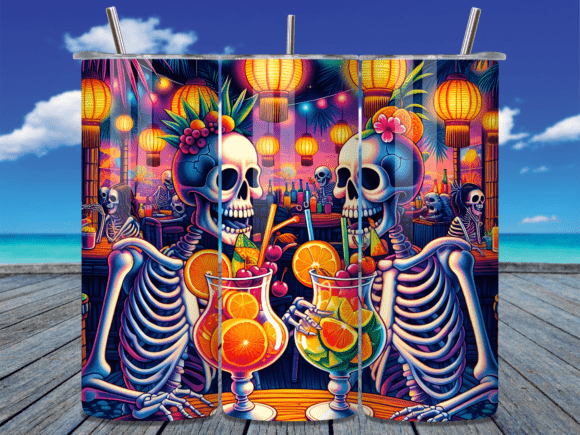 Download Tropical Skeleton Party Tumbler Wrap - Wrap Collection