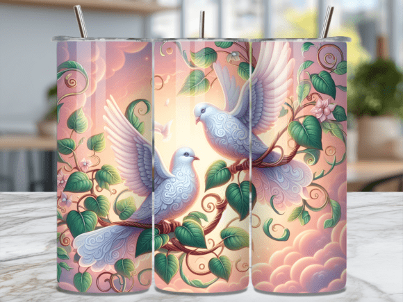 Download Floral White Dove Bird Tumbler Wrap - Wrap Collection
