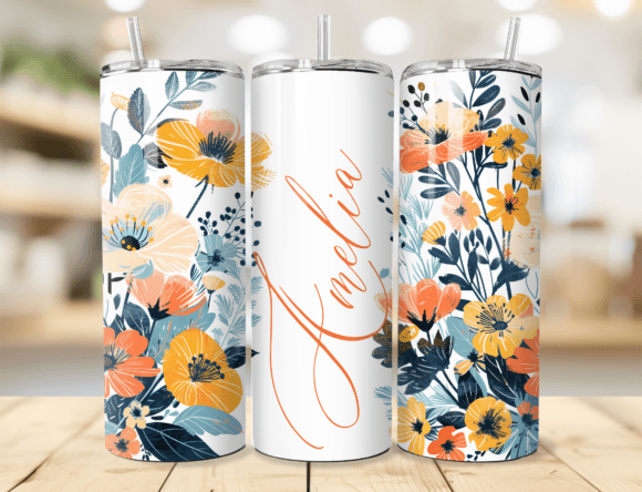 Download Floral Seamless Name Tumbler Wrap - Wrap Collection