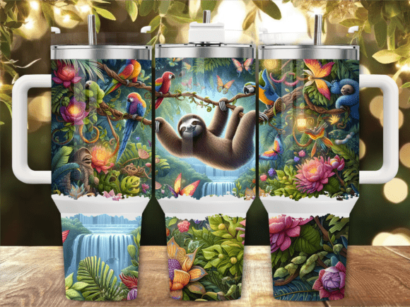 Download Sloth Jungle Parrot 40oz Tumbler Wrap - Wrap Collection
