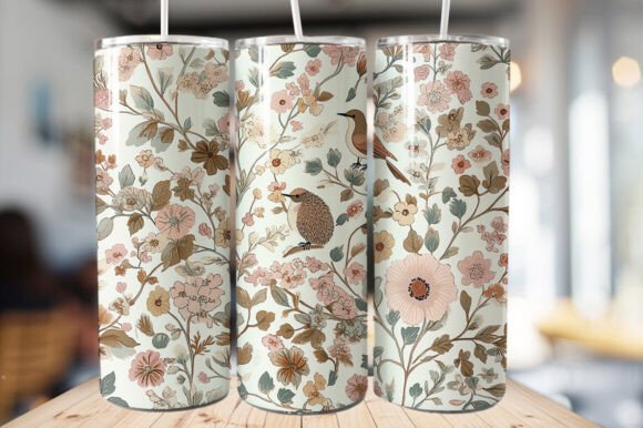Download Vintage Bird &amp; Flowers Tumbler Wrap - Wrap Collection