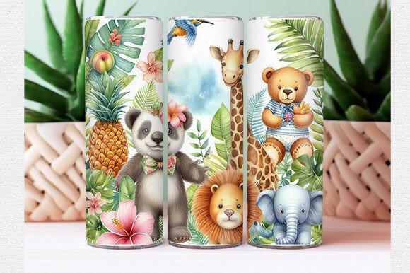 Download Watercolor Tropical Animal Tumbler Wrap - Wrap Collection