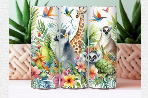 Download Watercolor Tropical Animal Tumbler Wrap - Wrap Collection