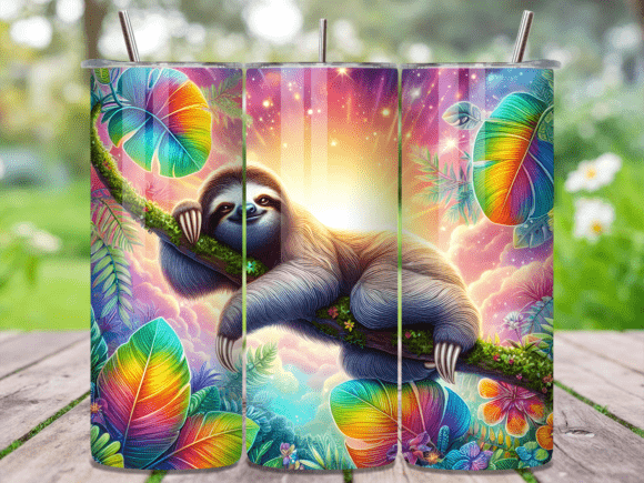 Download Sloth Colorful Jungle Tumbler Wrap - Wrap Collection