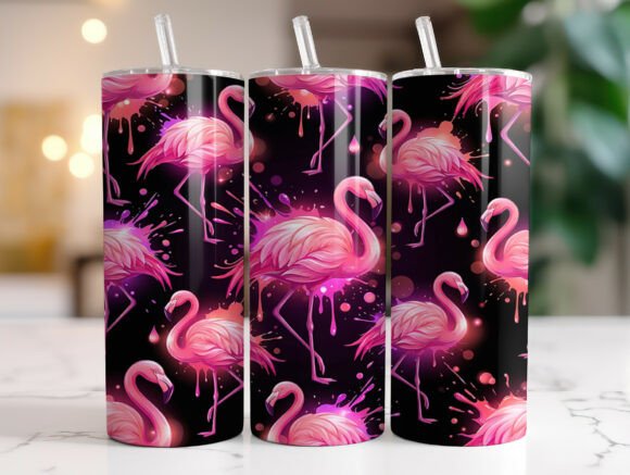 Download Neon Pink Flamingo Pattern Tumbler Wrap - Wrap Collection