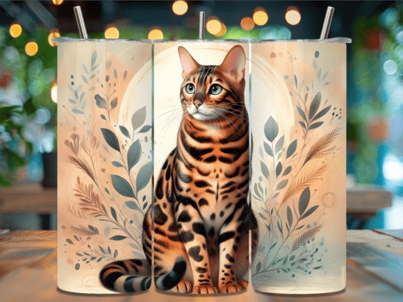 Download Floral Bengal Cat Boho Tumbler Wrap - Wrap Collection