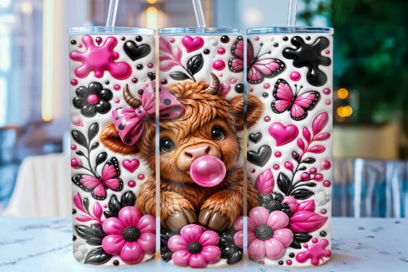 Download Inflated Highland Cow 20oz Tumbler Wrap - Wrap Collection