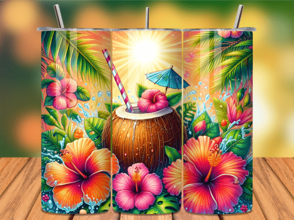 Download Tropical Coconut Hibiscus Tumbler Wrap - Wrap Collection