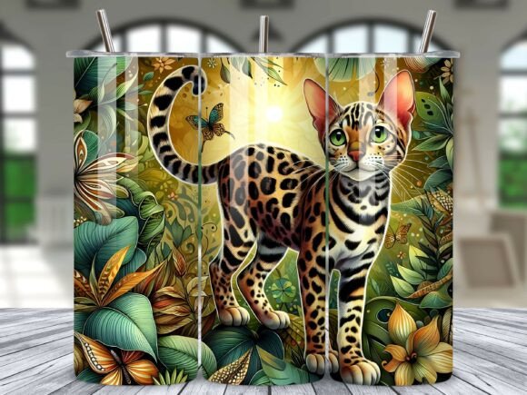 Download Bengal Cat Jungle Tumbler Wrap Design - Wrap Collection