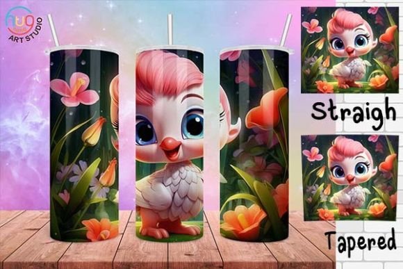 Download Cute Flamingo Cartoon Tumbler Wrap - Wrap Collection