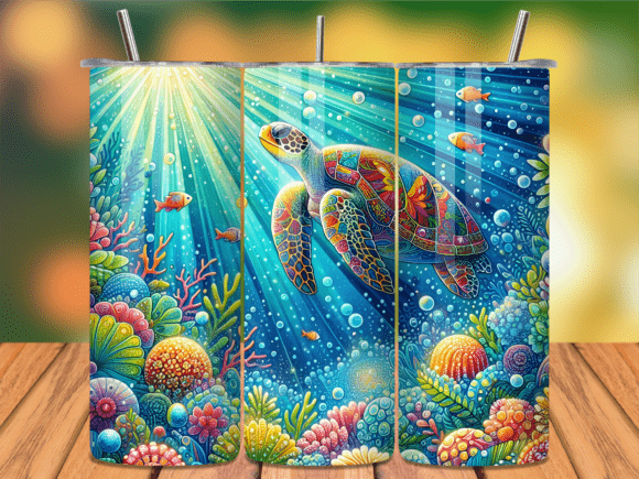Download Tropical Sea Turtle Coral Tumbler Wrap - Wrap Collection