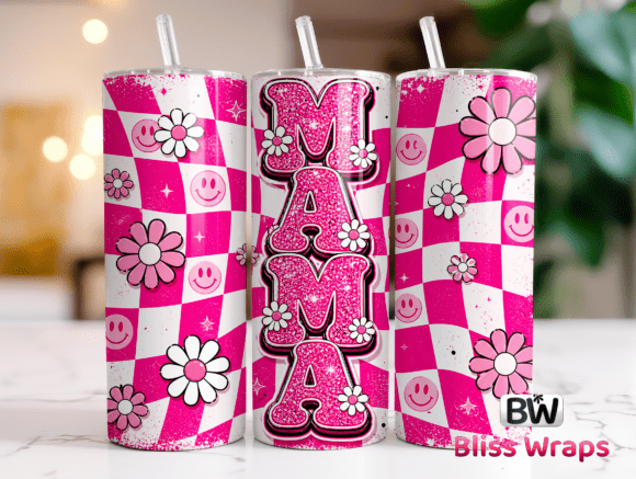 Download Mama Pink Retro Tumbler Wrap PNG - Wrap Collection