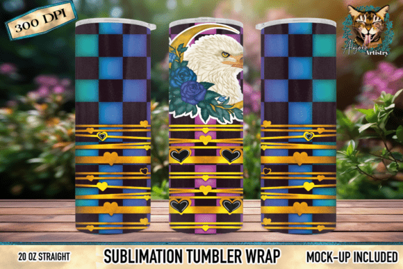 Download Purple Blue Checkered Eagle Tumbler Wrap - Wrap Collection