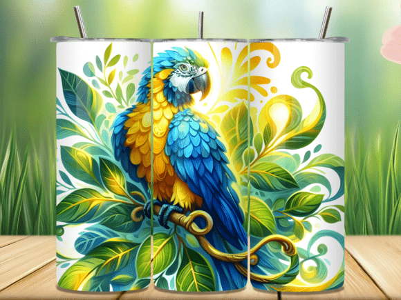 Download Tropical Leaves Macaw Bird Tumbler Wrap - Wrap Collection