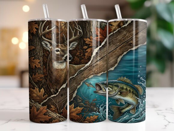 Download Hunting Fishing Tumbler Wrap Sublimation - Wrap Collection