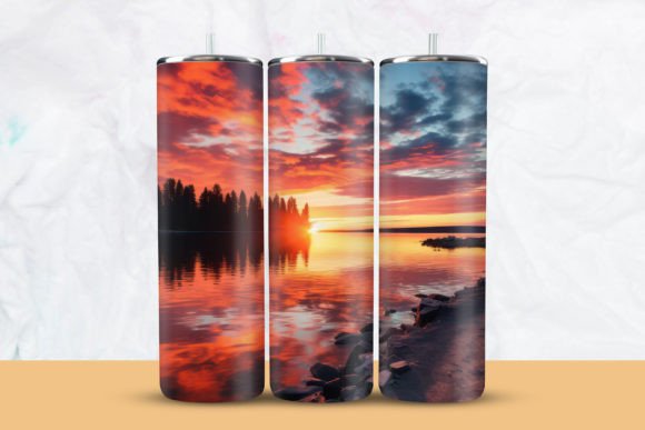 Download Sunset with Lake Tumbler Wrap - Wrap Collection