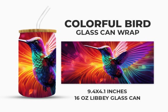Download Colorful Bird Glass Can Wrap - Wrap Collection