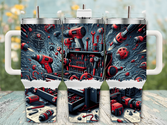Download Abstract Red Tools Box 40oz Tumbler Wrap - Wrap Collection