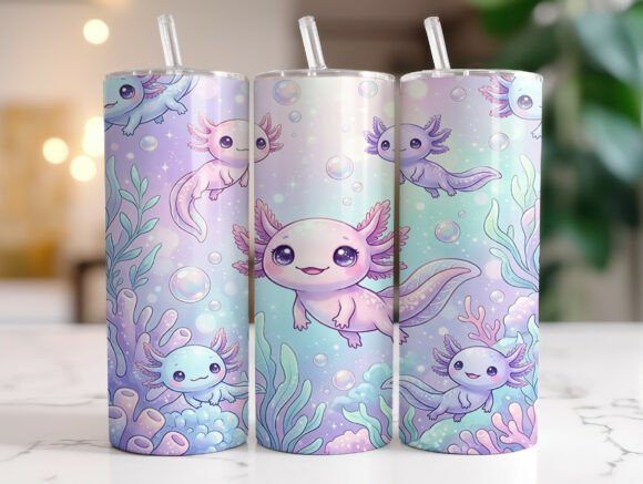 Download Cute Axolotl Pastel 20oz Tumbler Wraps - Wrap Collection