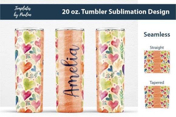 Download Orange Heart Custom Name Tumbler Wrap - Wrap Collection