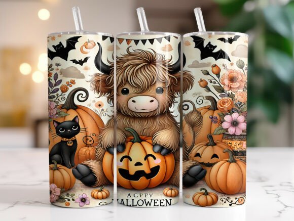 Download 20oz Highland Cow Halloween Tumbler Wrap - Wrap Collection