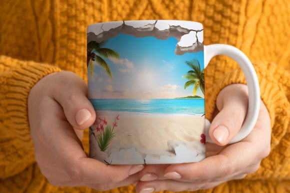 Download 3D Tropical Paradise Beach Mug Wrap - Wrap Collection