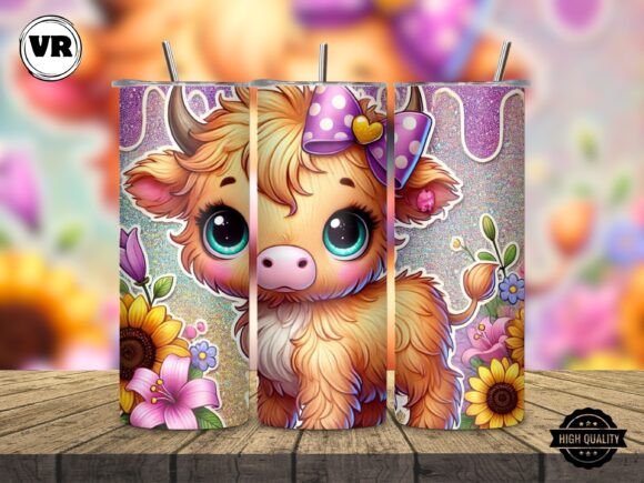 Download Cute Highland Cow Wrap PNG for Tumbler - Wrap Collection