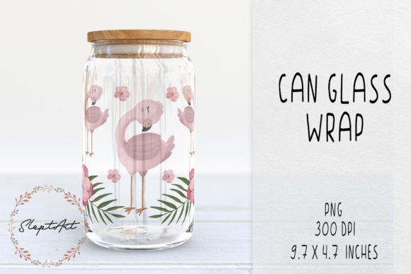 Download Pink Flamingo 16 Oz Can Glass Wrap PNG - Wrap Collection