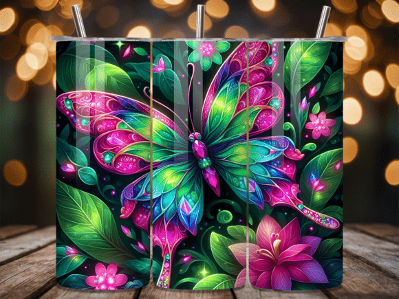 Download Neon Glow Butterfly Jungle Tumbler Wrap - Wrap Collection