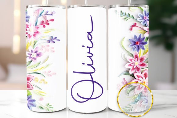 Download Custom Name Tumbler Wrap Flowers Design - Wrap Collection