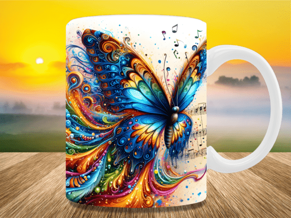 Download Rainbow Splash Music Butterfly Mug Wrap - Wrap Collection