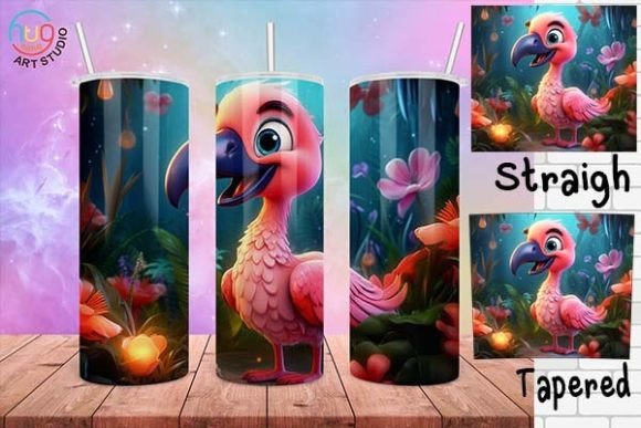 Download Cute Flamingo Cartoon Tumbler Wrap - Wrap Collection