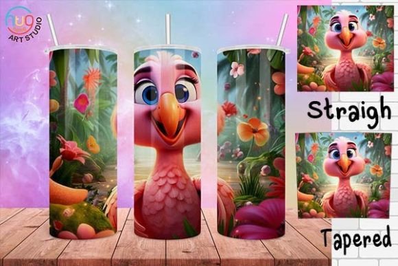 Download Cute Flamingo Cartoon Tumbler Wrap - Wrap Collection