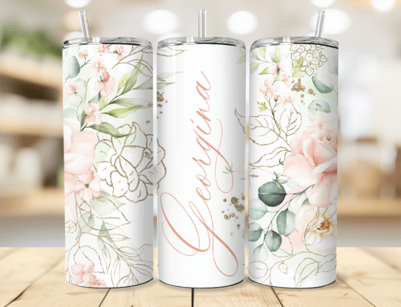 Download Blush Gold Floral Name Tumbler Wrap - Wrap Collection