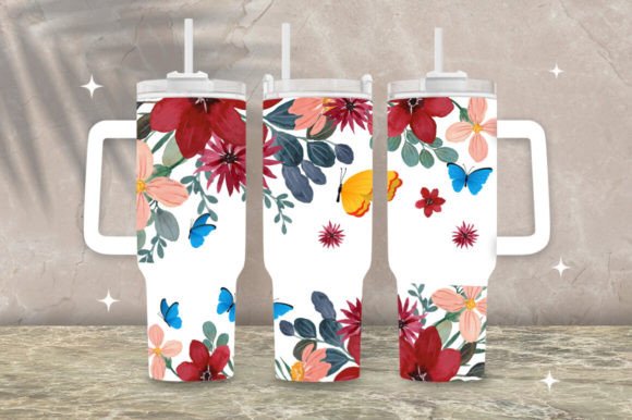 Download Butterfly Floral 40oz Tumbler Wrap Png - Wrap Collection