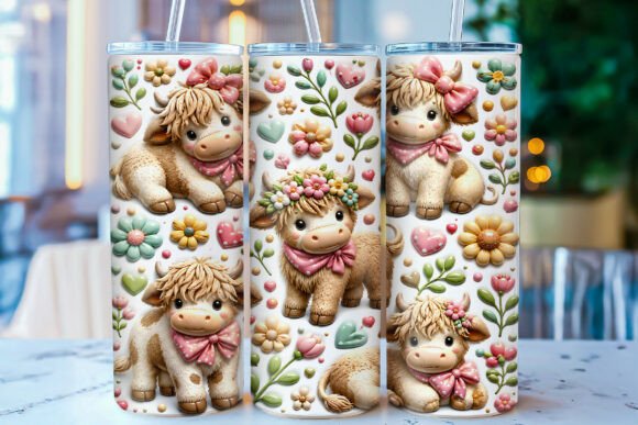 Download Inflated Highland Cow Tumbler Wrap PNG - Wrap Collection