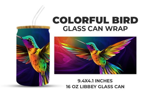 Download Colorful Bird Glass Can Wrap - Wrap Collection