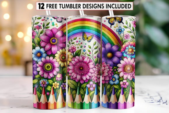 Download Glitter Pencil Teacher Tumbler Wrap - Wrap Collection