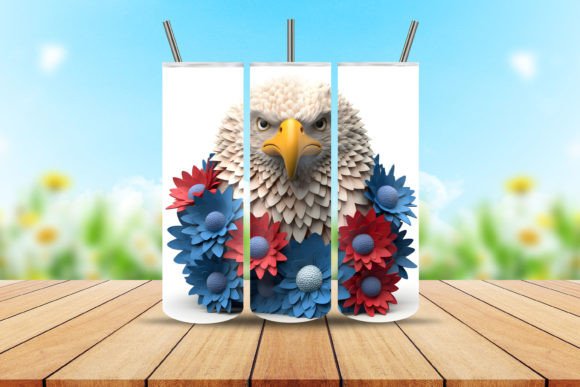 Download 3D Floral Bald Eagle Tumbler Wrap - Wrap Collection