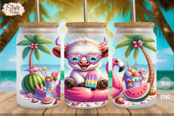 Download Highland Cow Beach 16oz Libbey Can Wrap - Wrap Collection
