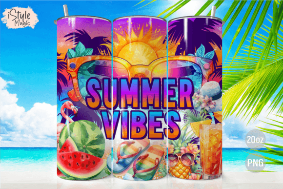 Download Summer Vibes Beach Tumbler Wrap PNG - Wrap Collection