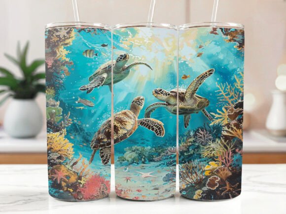 Download Cute Sea Turtle Tumbler Wrap 20 Oz - Wrap Collection