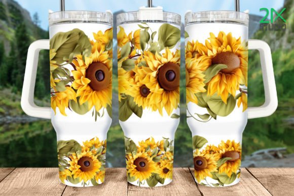 Download 3D Sunflower 40oz Quencher Tumbler Wrap - Wrap Collection